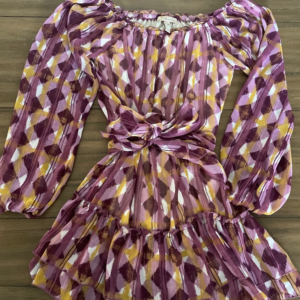 Off the shoulder shift dress with belt